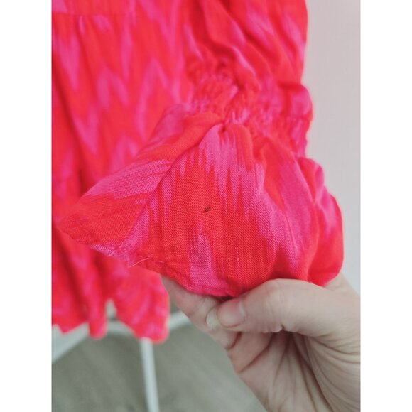 Pomander Place Tuckernuck Pink Ikat Kenzo Chevron V-Neck Mini Swing Dress Large - Picture 7 of 15